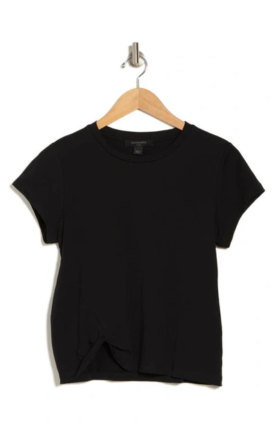 Allsaints Mellon Cap Sleeve Twist Hem T-shirt In Black