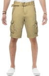 X-ray Belted Cotton Twill Cargo Shorts In Khaki