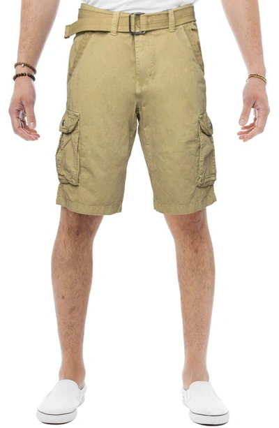 X-ray Belted Cotton Twill Cargo Shorts In Khaki
