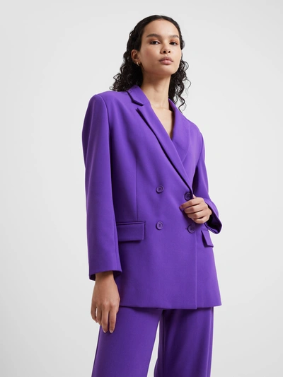 French Connection Whisper Double Breasted Blazer Cobalt Violet In Purple