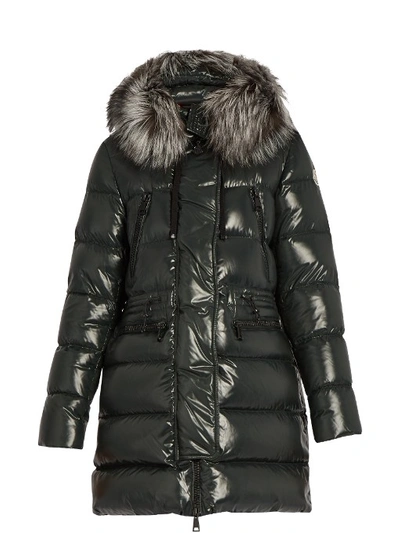 Moncler Aphrotiti Metallic Cinched Waist Down Coat In Forest-green |  ModeSens