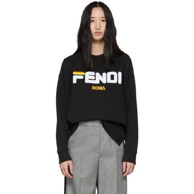 Fendi Flocked-logo Cotton Sweatshirt In Black
