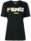 Fendi Flocked Embroidered Cotton-jersey T-shirt In Black