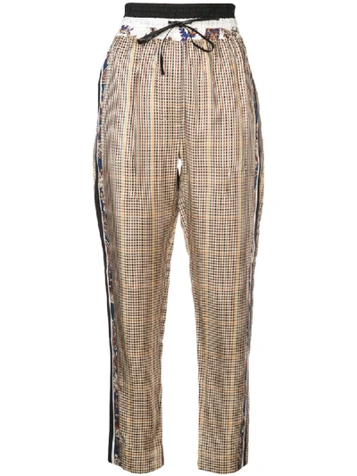 3.1 Phillip Lim / フィリップ リム Check & Floral Print Drawstring Pants In Rust Brown