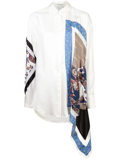 3.1 Phillip Lim / フィリップ リム Oversized Satin And Crepe-trimmed Printed Silk-twill Shirt In White
