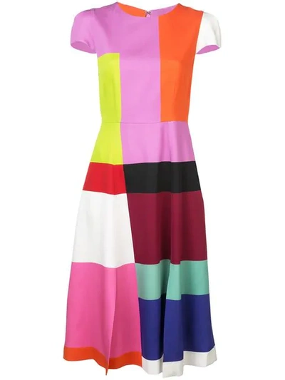 Mary Katrantzou Osmond Color-block Satin Midi Dress In Multicolour