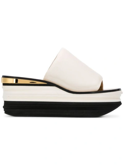 Chloé Camille Leather Wedge Sandals In White