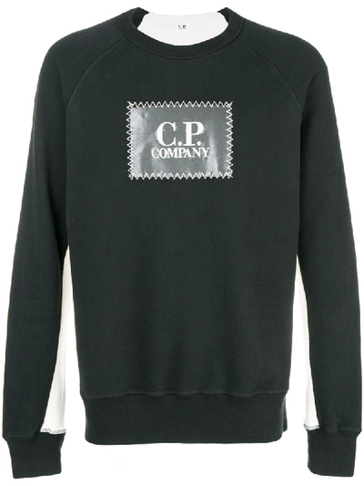 C.p. Company Cp Company Stitch Logo Embroidered Cotton Sweatshirt - Black