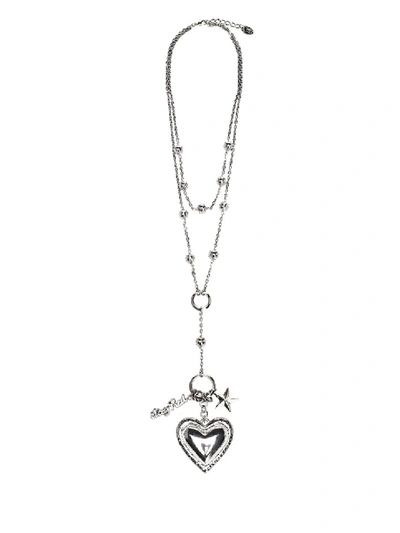 Red Valentino Layered Hear Pendant Necklace In Silver