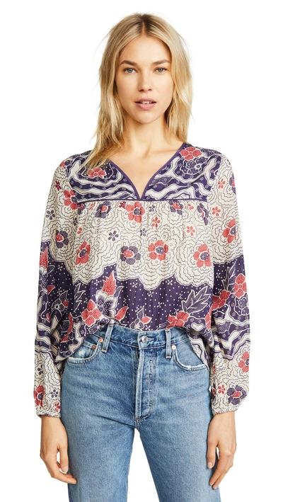 Warm Printed Blouse In Orchid Multi