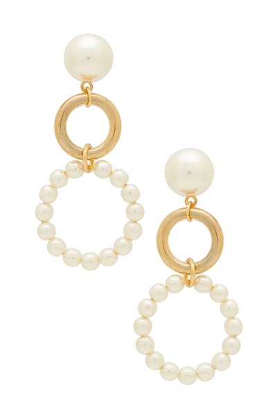Ettika Double Drop Earrings In Gold & Pearl