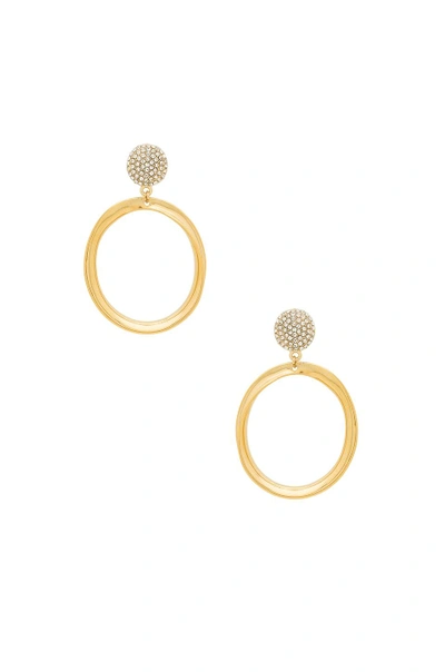 Ettika Drop Circle Earrings In Metallic Gold. In Gold & Pearl