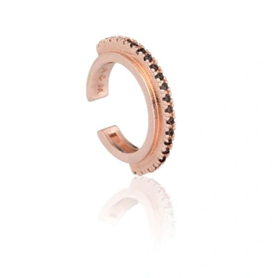 Astrid & Miyu The Fitzgerald Circle Ear Cuff In Rose Gold With Black ...