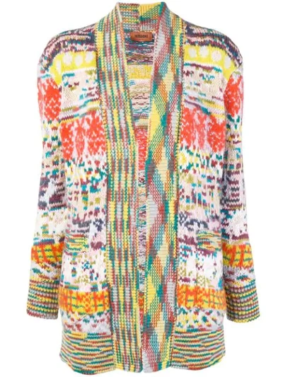 Missoni Long-line Intarsia-knit Cardigan In Multicolor