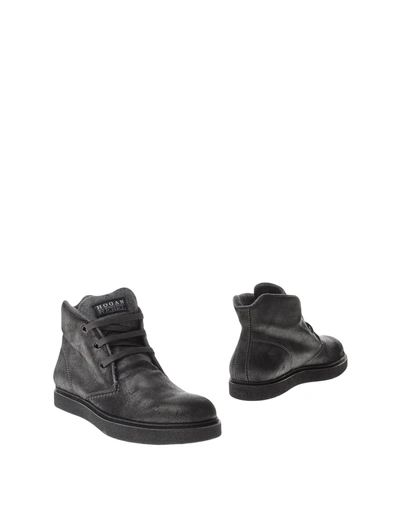 Hogan Rebel Ankle Boots In Lead