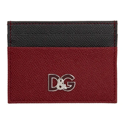 Dolce & Gabbana Dolce And Gabbana Red And Black Logo Card Holder In 8n348 Rdblk