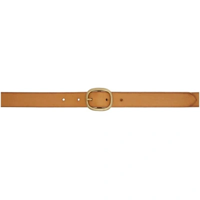 Maximum Henry Brown And Gold Oval Slim Belt In Lt.brwn.brs