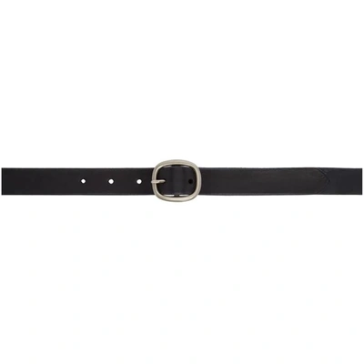 Maximum Henry Black And Silver Oval Slim Belt In Blk.silver