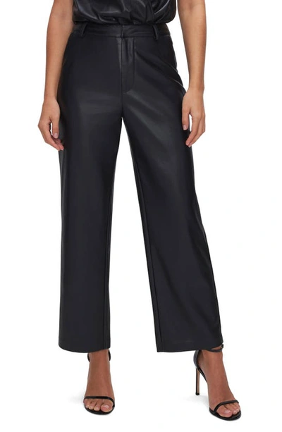 Good American Faux Leather Wide Leg Crop Trousers In Black001