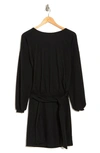 Go Couture Belted Long Sleeve Drop Waist Dress In Black