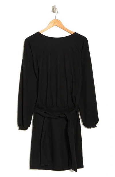 Go Couture Belted Long Sleeve Drop Waist Dress In Black