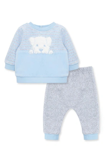 Little Me Boys' Puppy Velour Top & Pants Set - Baby In Grey