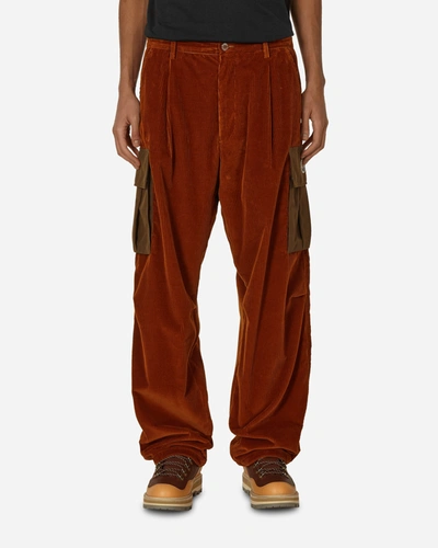 Moncler Corduroy Cargo Trousers In Brown