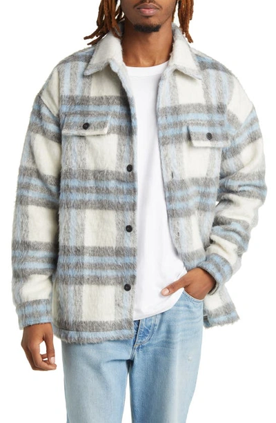 Renowned Plaid Faux Mohair Workwear Jacket In Blue