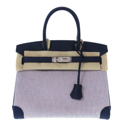 Hermes Hermès Birkin 30 Blue Canvas Handbag ()