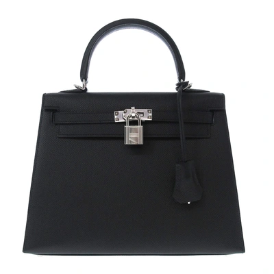 Hermes Hermès Kelly 25 Black Leather Handbag ()