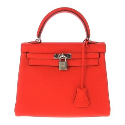 Hermes Hermès Kelly 25 Red Leather Handbag ()