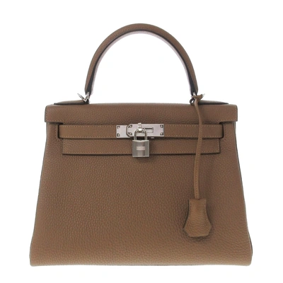Hermes Hermès Kelly 28 Brown Leather Handbag ()