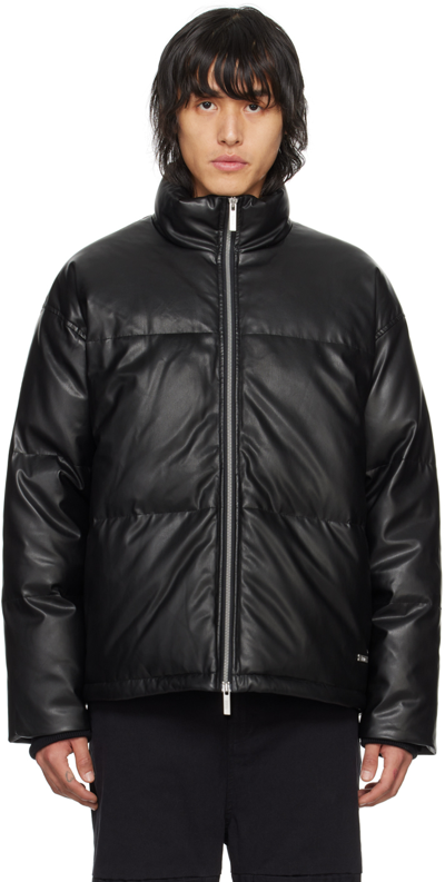 Izzue Faux-leather Padded Jacket In Black