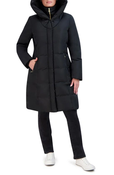 Cole Haan Signature Taffeta Quilted Puffer Coat With Bib In Black