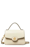 Tory Burch Small Robinson Leather Top Handle Bag In Light Cream/gold