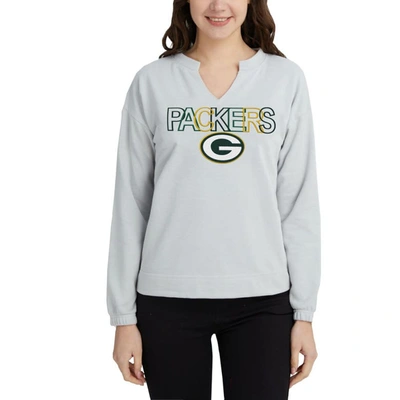 Concepts Sport Gray Green Bay Packers Sunray Notch Neck Long Sleeve T-shirt