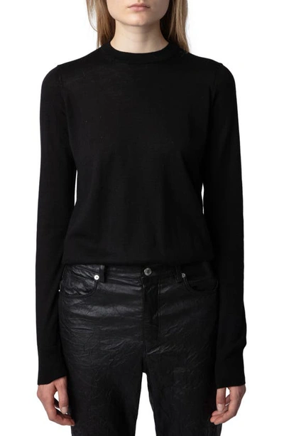 Zadig & Voltaire Emma Wool Crewneck Sweater In Noir