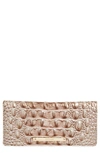 Brahmin 'ady' Croc Embossed Continental Wallet In Silver Lining