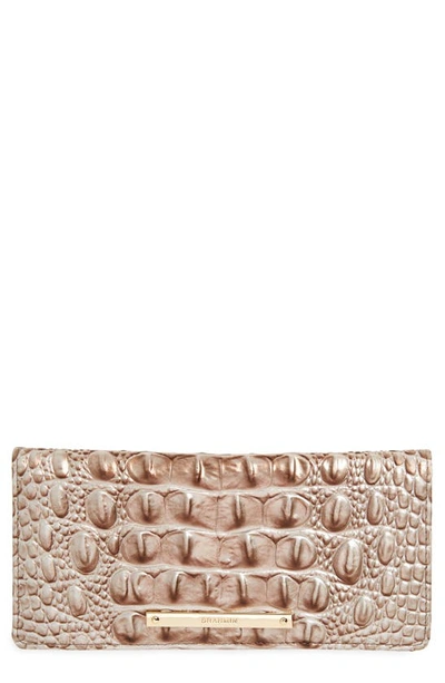Brahmin 'ady' Croc Embossed Continental Wallet In Silver Lining
