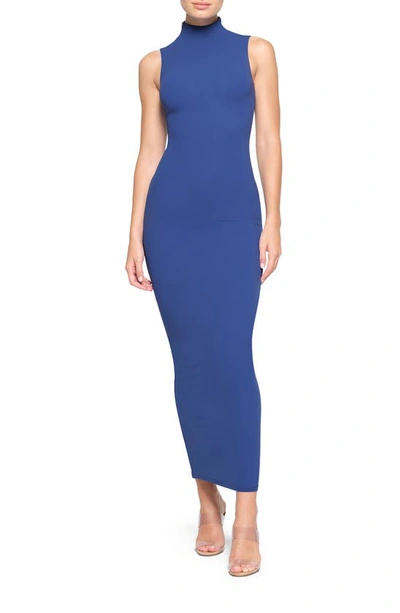 Skims Fits Everybody Mock Neck Sleeveless Maxi Dress In Sapphire