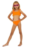 Beach Riot Kids' Little Stella Two-piece Swimsuit In Blood Orange