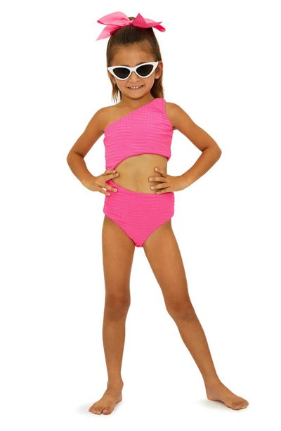 Beach Riot Kids' Little Celine One-shoulder One-piece Swimsuit In Strawberry Moon