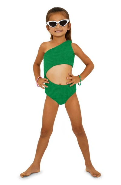 Beach Riot Kids' Little Celine One-shoulder One-piece Swimsuit In Jelly Bean Green