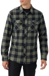 O'neill Glacier Check Fleece Snap-up Shirt In Dark Olive