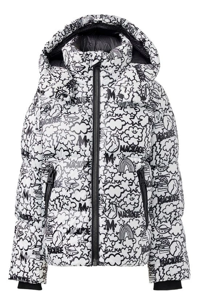 Mackage X Matthew Langille Kids' Jesse Water Repellent 800 Fill Power Recycled Down Jacket With Hood In Print