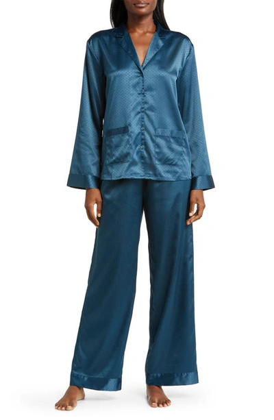 Nordstrom Dobby Satin Pajamas In Blue Ceramic