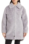 Ugg Frankie Recycled Polyester Fleece Shirt Jacket In Grey