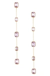 Ettika Baguette Crystal Linear Drop Earrings In Light Rose