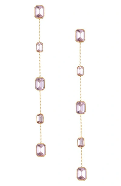 Ettika Baguette Crystal Linear Drop Earrings In Light Rose