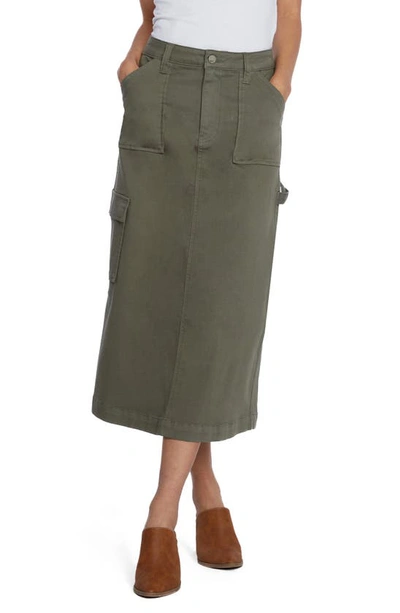 Wash Lab Denim Patch Cargo Midi Skirt In Army